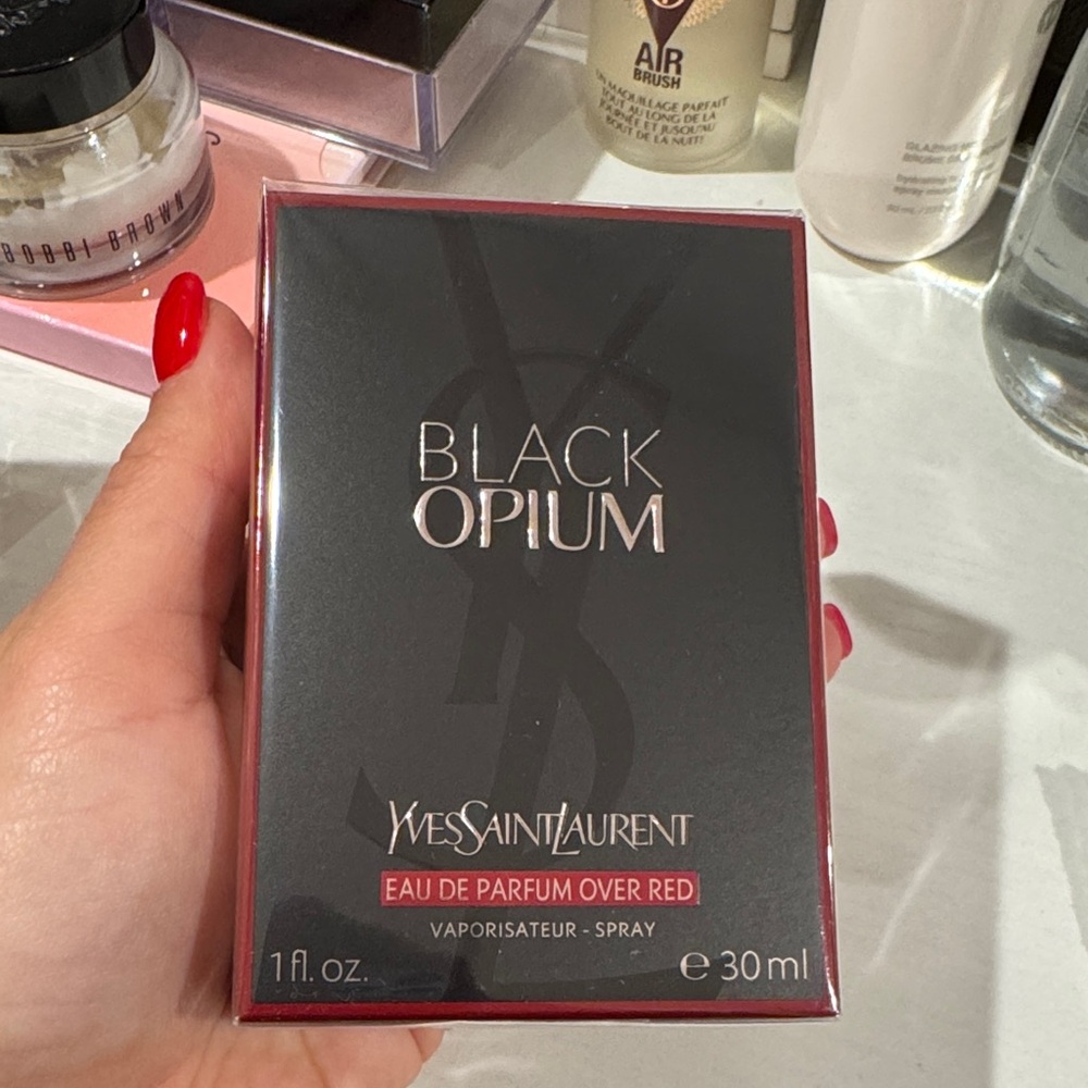NEW Yves Saint Laurent Black Opium Eau de Parfum Over Red
